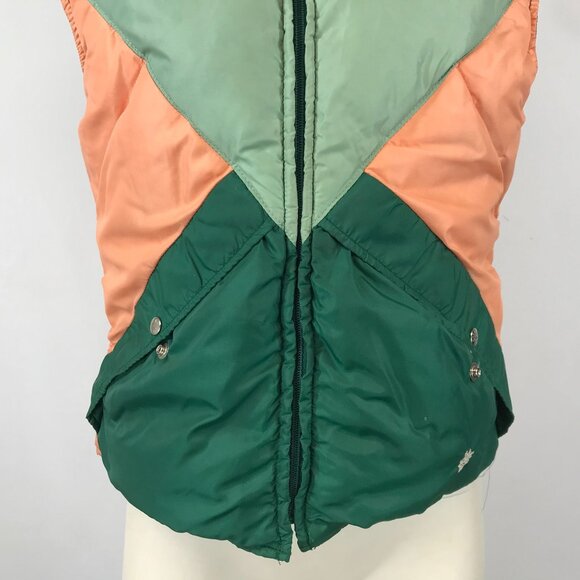 VINTAGE ALPINE DESIGNS ~ WOMENS MEDIUM ~ GREEN PEACH DOWN PUFFER FULL ZIP VEST - Picture 3 of 6